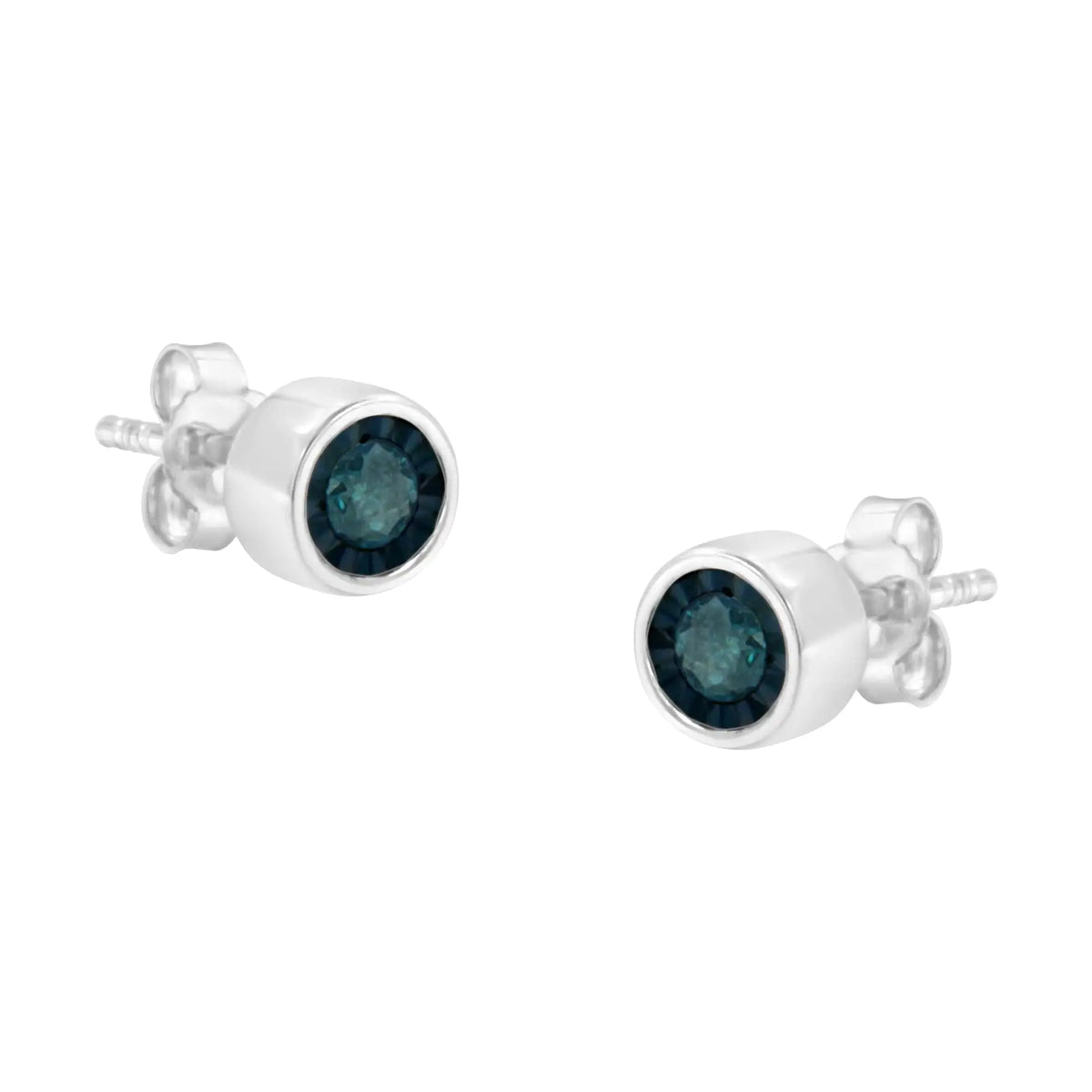 Aros con diamantes azules de talla brillante de 1/5 ct engastados en forma de milagro en plata de ley 925 (color elegante, claridad I2-I3)