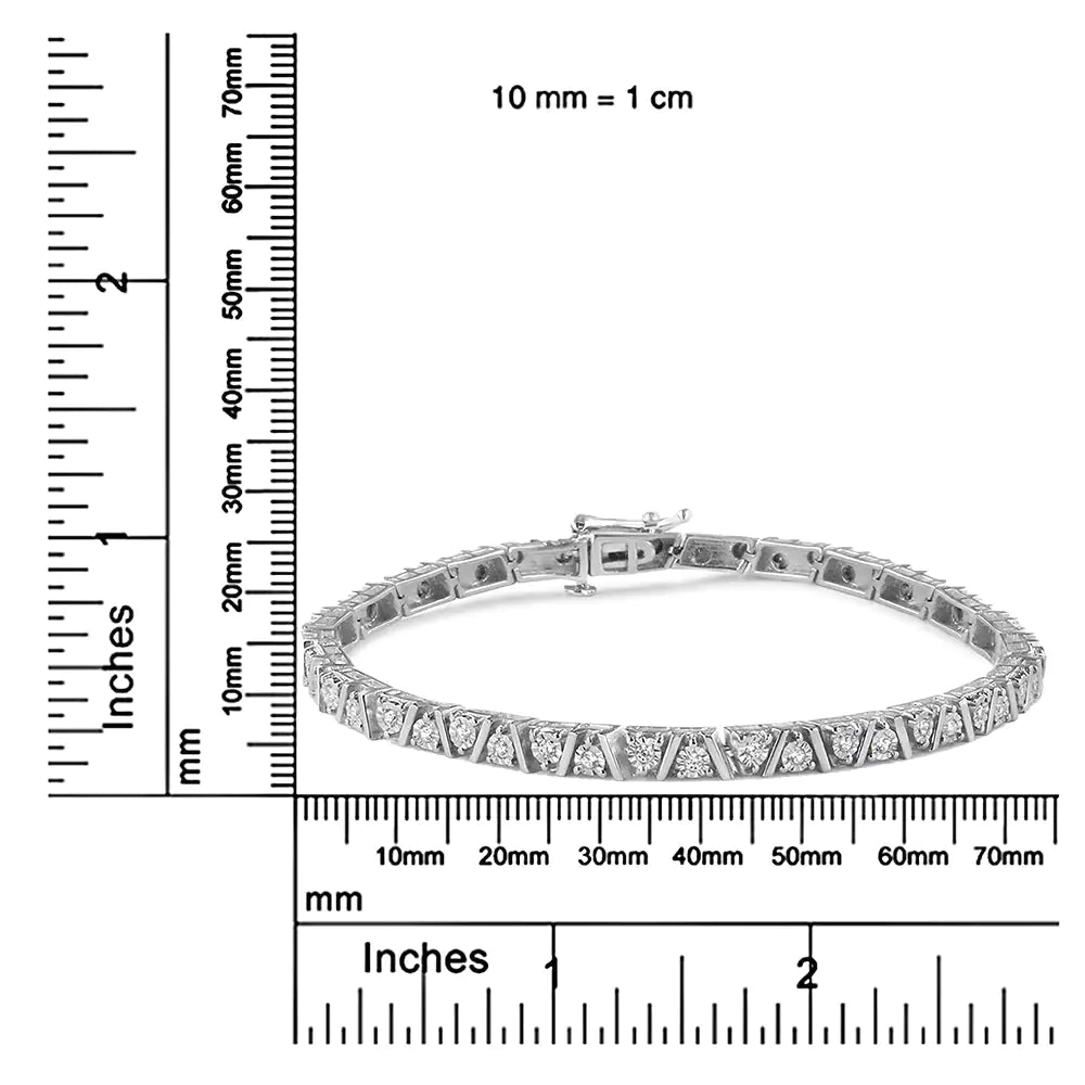 Pulsera de tenis moderna con diamantes engastados en forma de milagro de 1/4 ct en plata esterlina 925 (color IJ, claridad I3) - Tamaño 7,25"