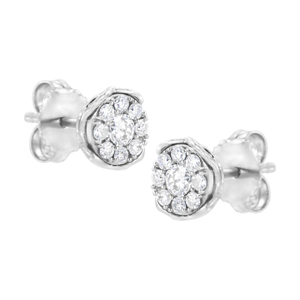 .925 Sterling Silver 1/2 cttw Lab Grown Diamond Composite Earring (F-G Color, VS2-SI1 Clarity)