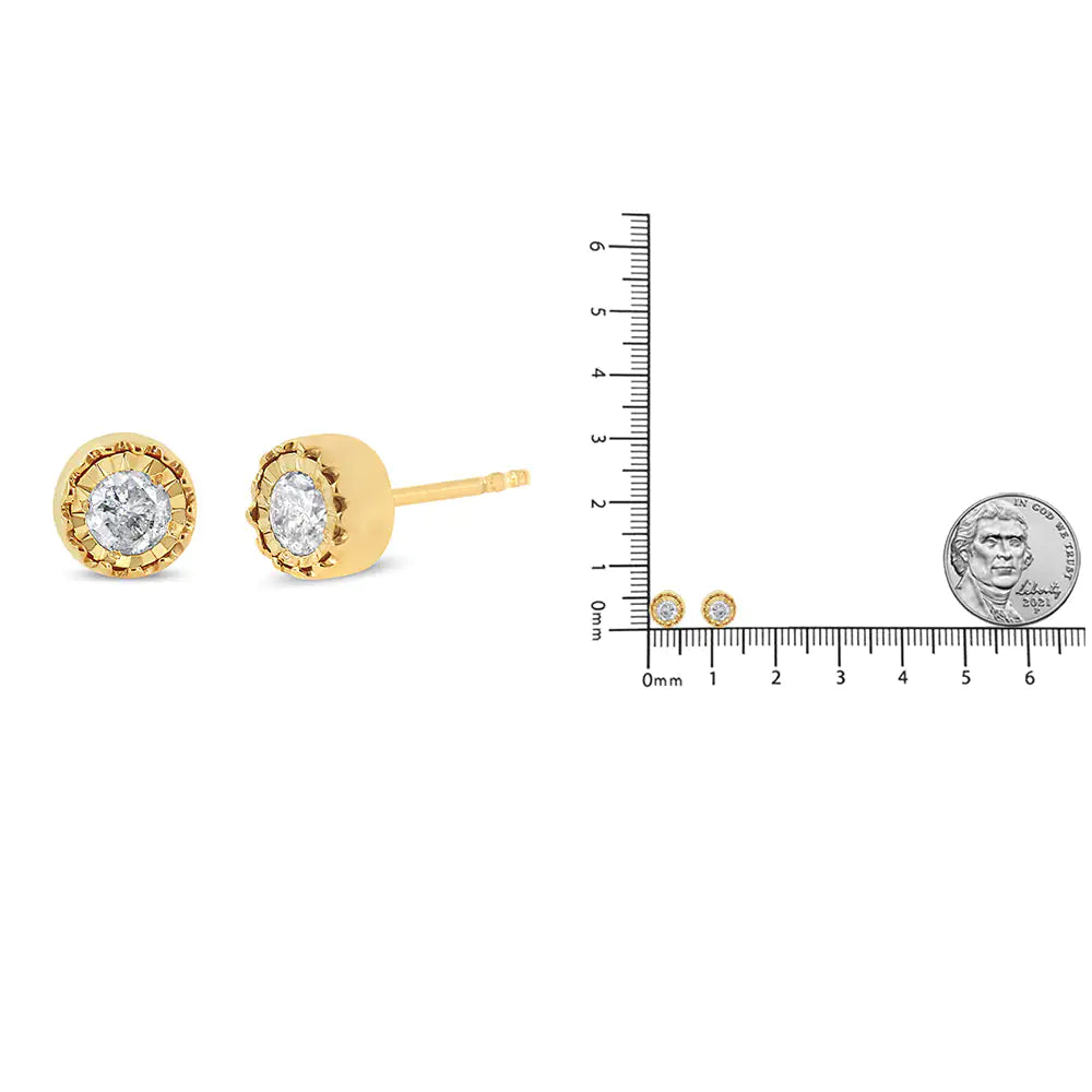 Pendientes de botón con solitario de diamantes de 3/8 quilates en plata de ley 925 Miracle Set (color JK, claridad I3)