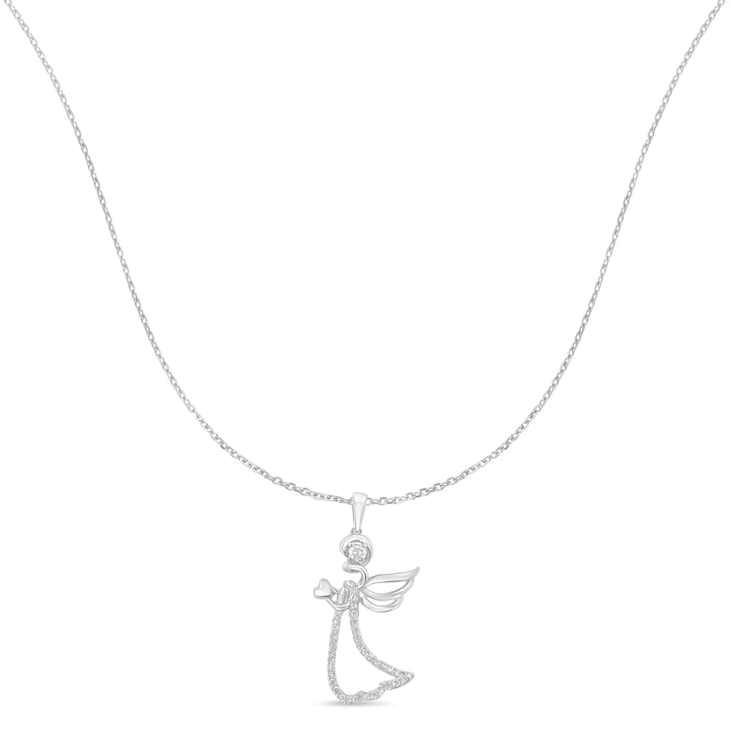 Collar con colgante de ángel de diamantes de 1/5 ct en plata de ley 925 (HI, I1-I2)