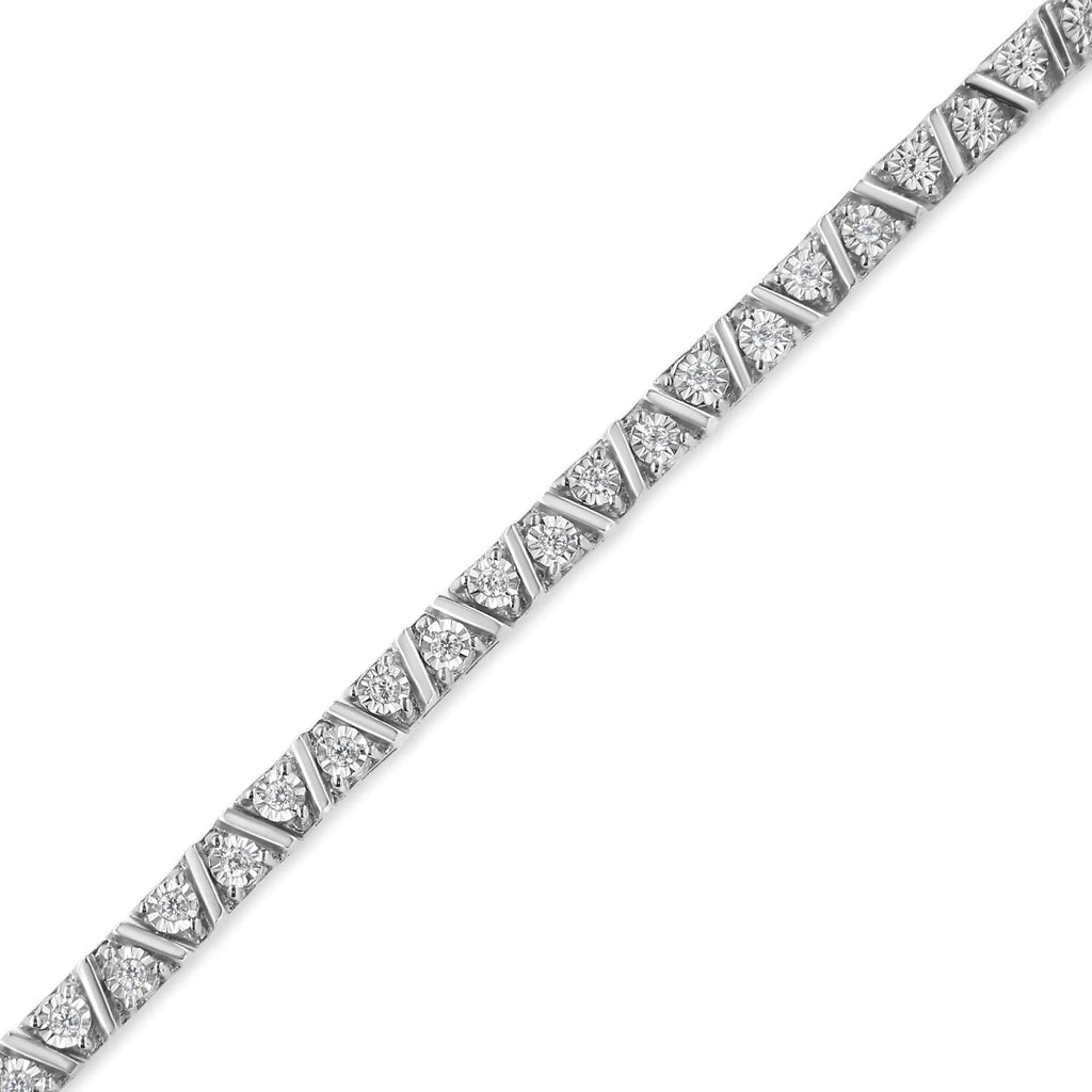 Pulsera de tenis moderna con diamantes engastados en forma de milagro de 1/4 ct en plata esterlina 925 (color IJ, claridad I3) - Tamaño 7,25"