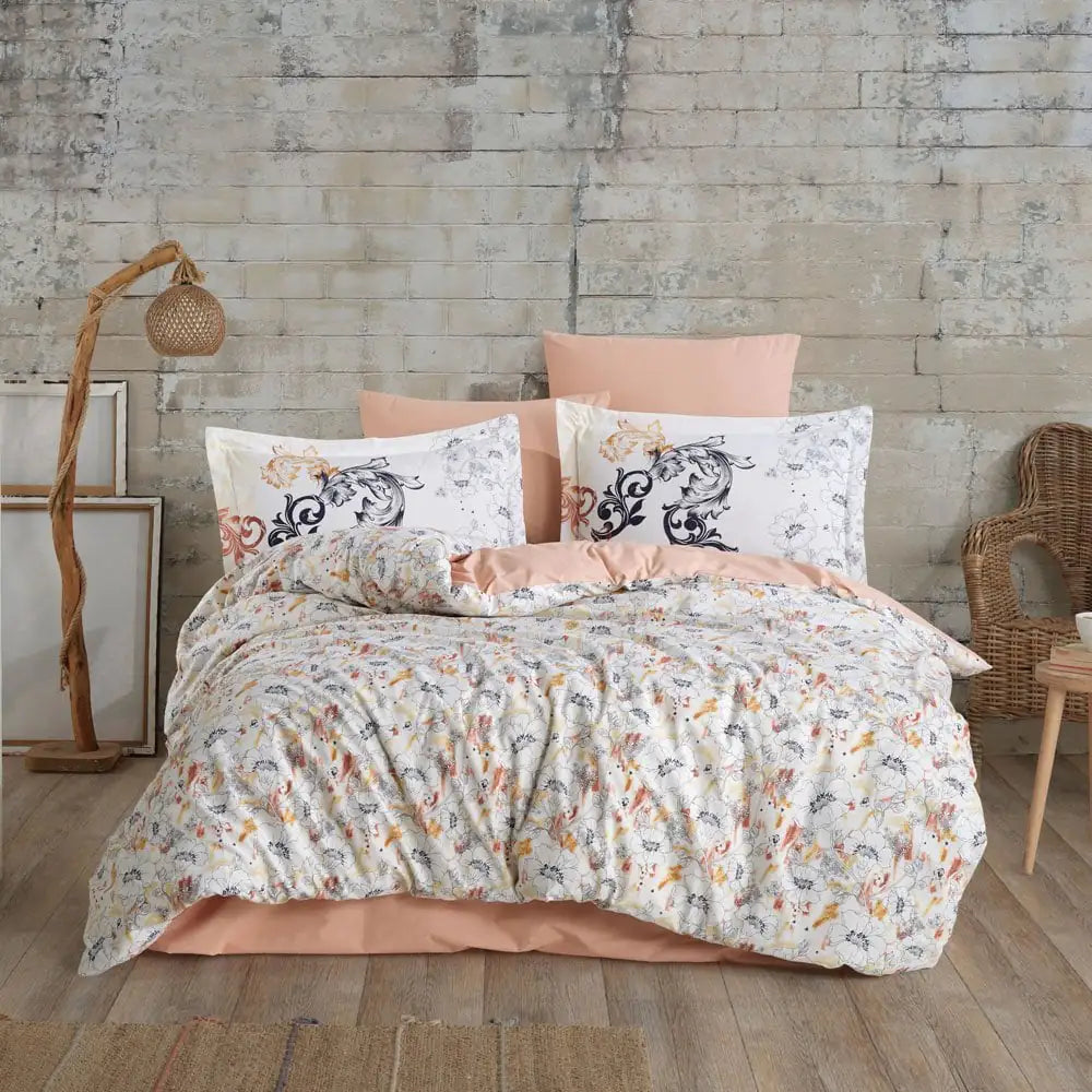 Juego de funda nórdica de popelina para cama de matrimonio Hobby Fiesta Salmon