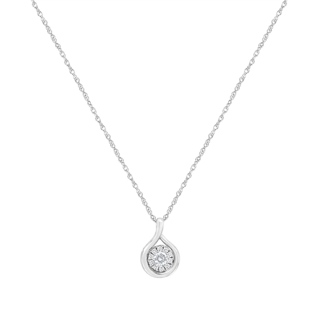 Collier avec pendentif en forme de goutte en argent sterling 925 avec diamant cultivé en laboratoire de 1/4 ct (couleur FG, clarté VS2-SI1)
