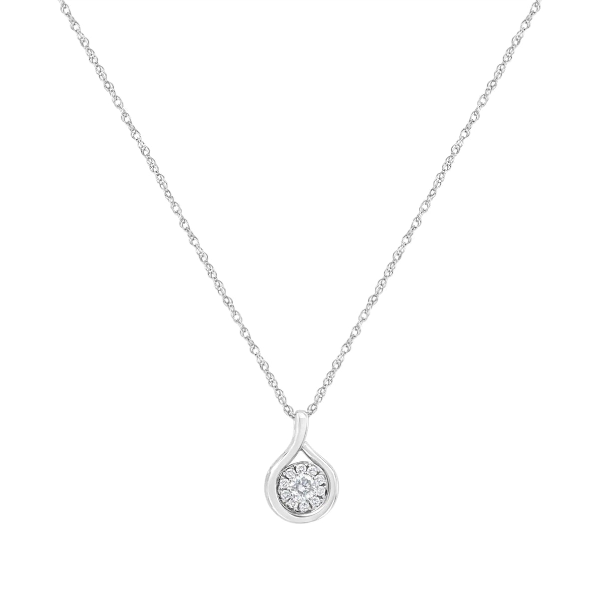 Collar con colgante de gota de diamante cultivado en laboratorio de 1/4 ct en plata esterlina 925 (color FG, claridad VS2-SI1)
