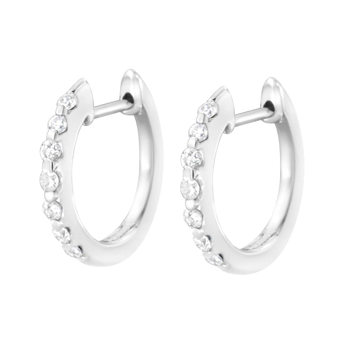 Aros tipo aro con diamantes cultivados en laboratorio de 1/4 ct en plata esterlina 925 (color FG, claridad VS2-SI1)