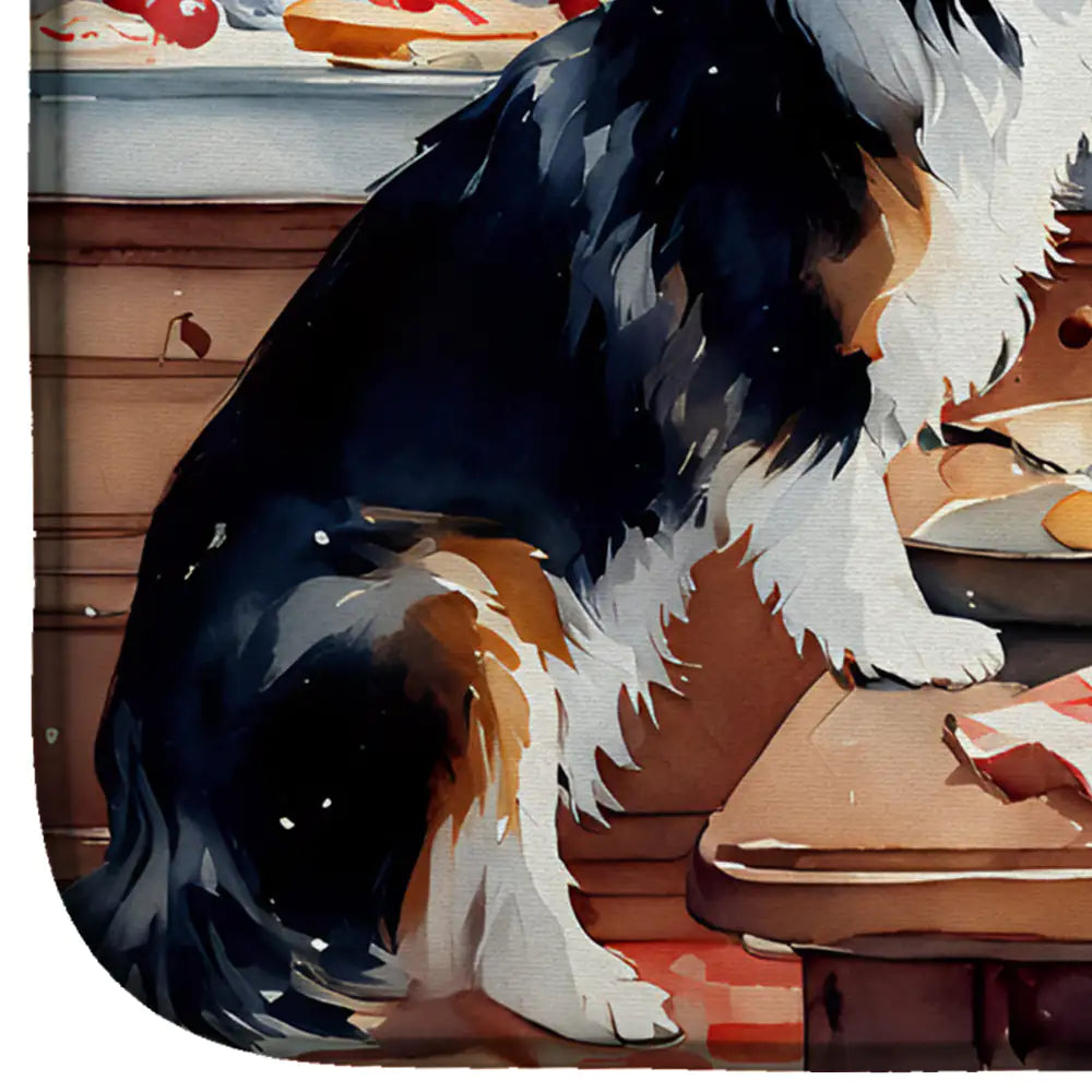Alfombrilla para secar platos con forma de galletas navideñas de Border Collie