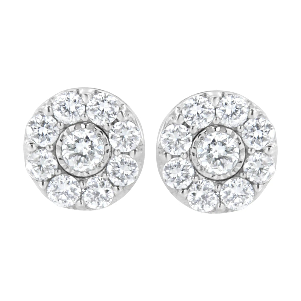 .925 Sterling Silver 5/8 cttw Lab Grown Diamond Flower Earring (F-G Color, VS2-SI1 Clarity)