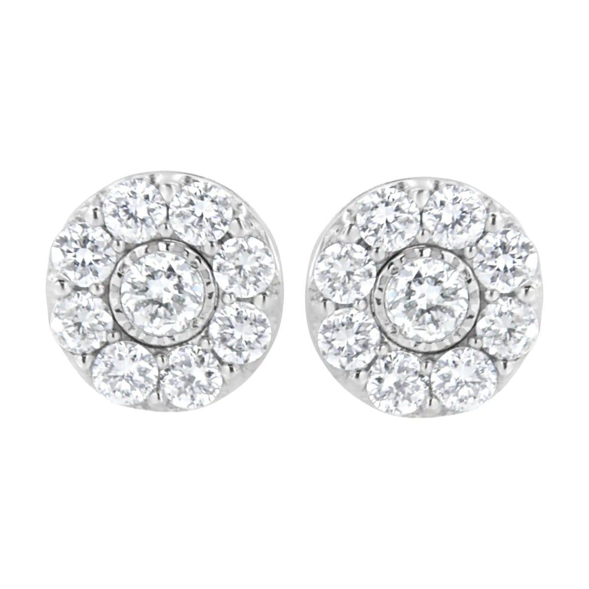 .925 Sterling Silver 5/8 cttw Lab Grown Diamond Flower Earring (F-G Color, VS2-SI1 Clarity)