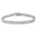 Bracelet tennis à maillons en S en argent sterling 925 avec diamants taille rose de 1,0 ct (couleur IJ, clarté I2-I3) - 7 po