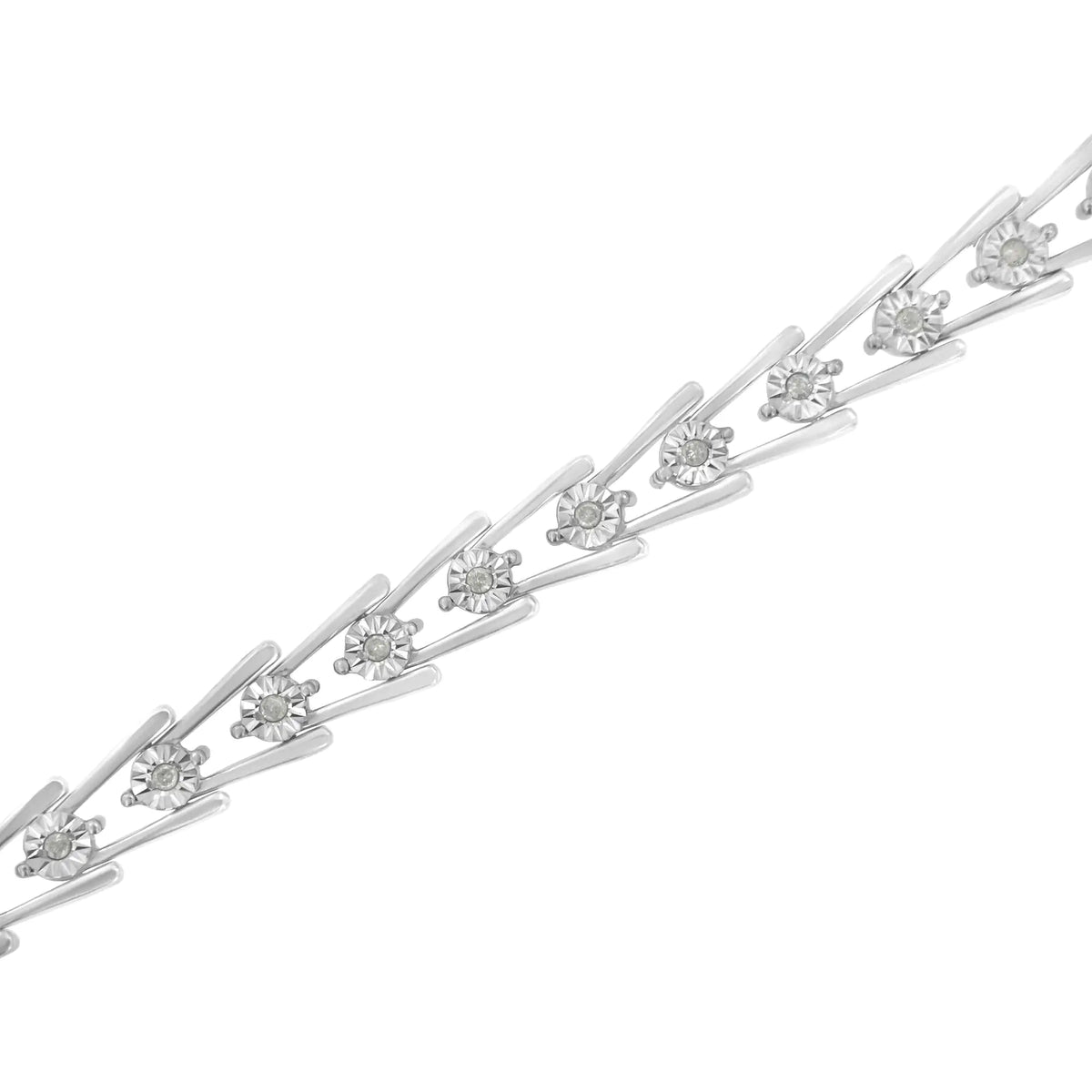 Pulsera elegante y abierta en forma de "V" con diamantes engastados milagros de 1/4 ct en plata esterlina 925 (color IJ, claridad I3) - 7,5"