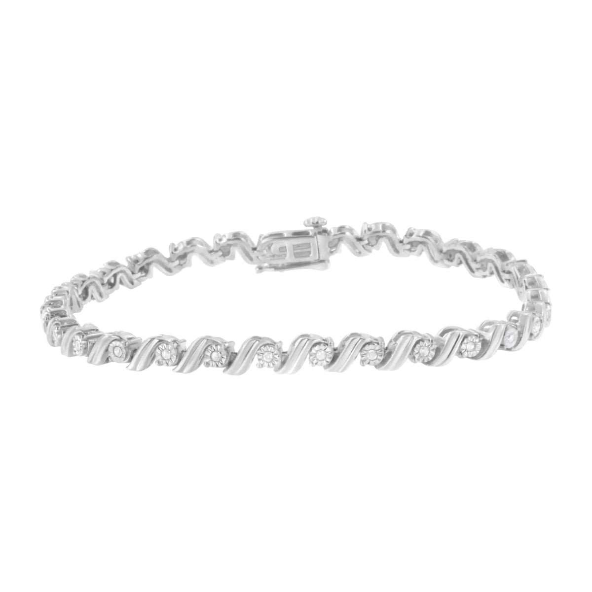Pulsera de tenis de 7" con diamantes engastados milagrosamente de 1/4 ct en plata esterlina 925 (color IJ, claridad I3)