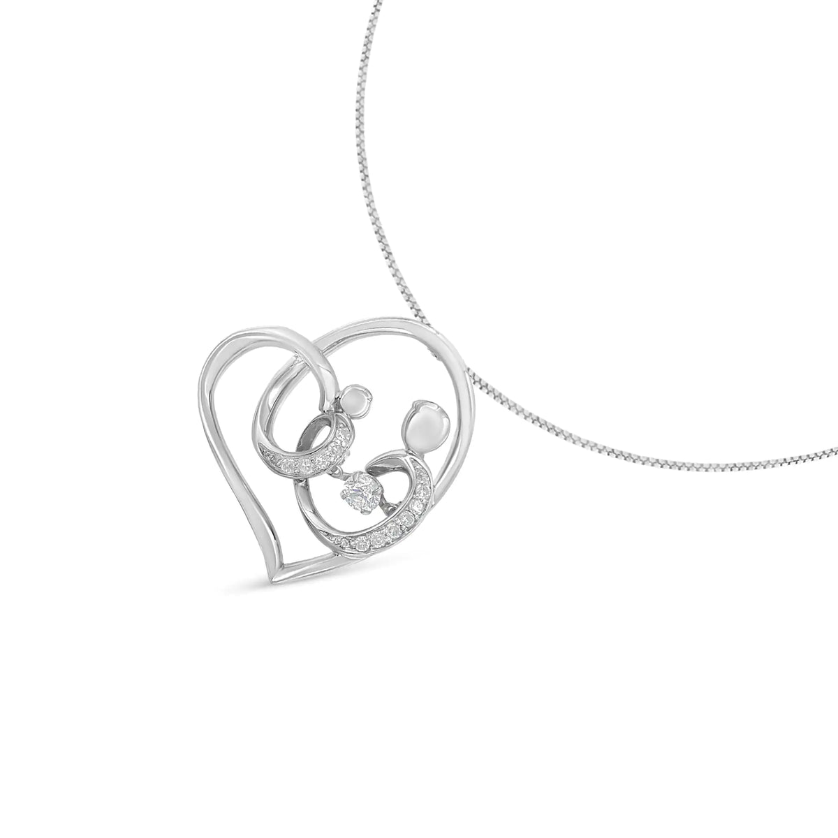 Collar con colgante de corazón de diamantes de 1/6 cttw en plata de ley 925 (HI, I1-I2)