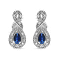 Aros colgantes con forma de infinito con piedra preciosa de zafiro en forma de pera de 4,5 x 3 mm y detalles de diamantes en plata de ley 925 (color HI, claridad SI1-SI2)