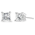 Aros solitarios de diamantes de talla princesa de 1/5 ct y 4 puntas en plata de ley 925 (color HI, claridad SI2-I1)