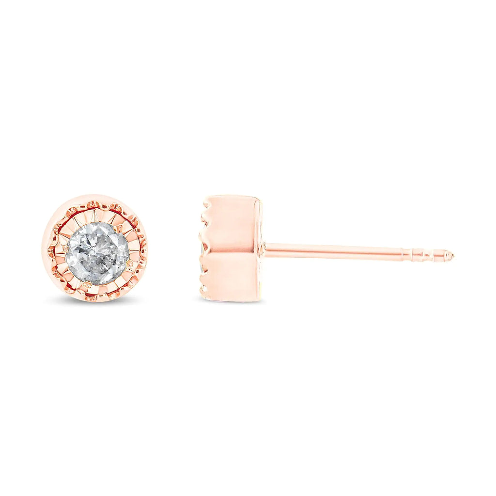 Pendientes de botón con solitario de diamantes de 3/8 quilates en plata de ley 925 Miracle Set (color JK, claridad I3)