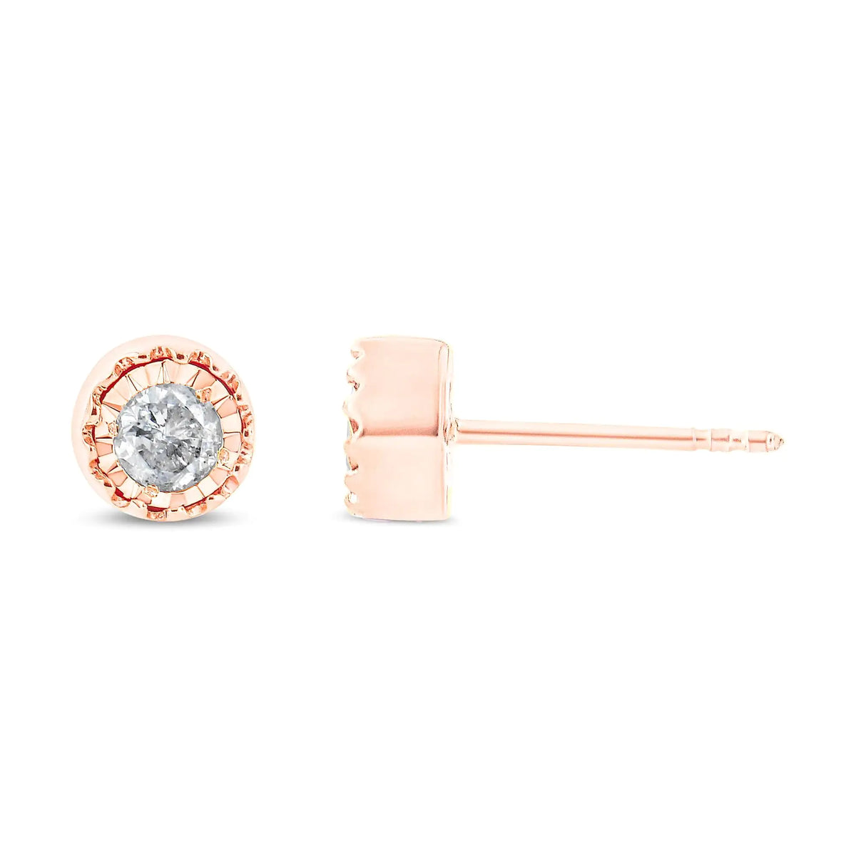 Pendientes de botón con solitario de diamantes de 3/8 quilates en plata de ley 925 Miracle Set (color JK, claridad I3)
