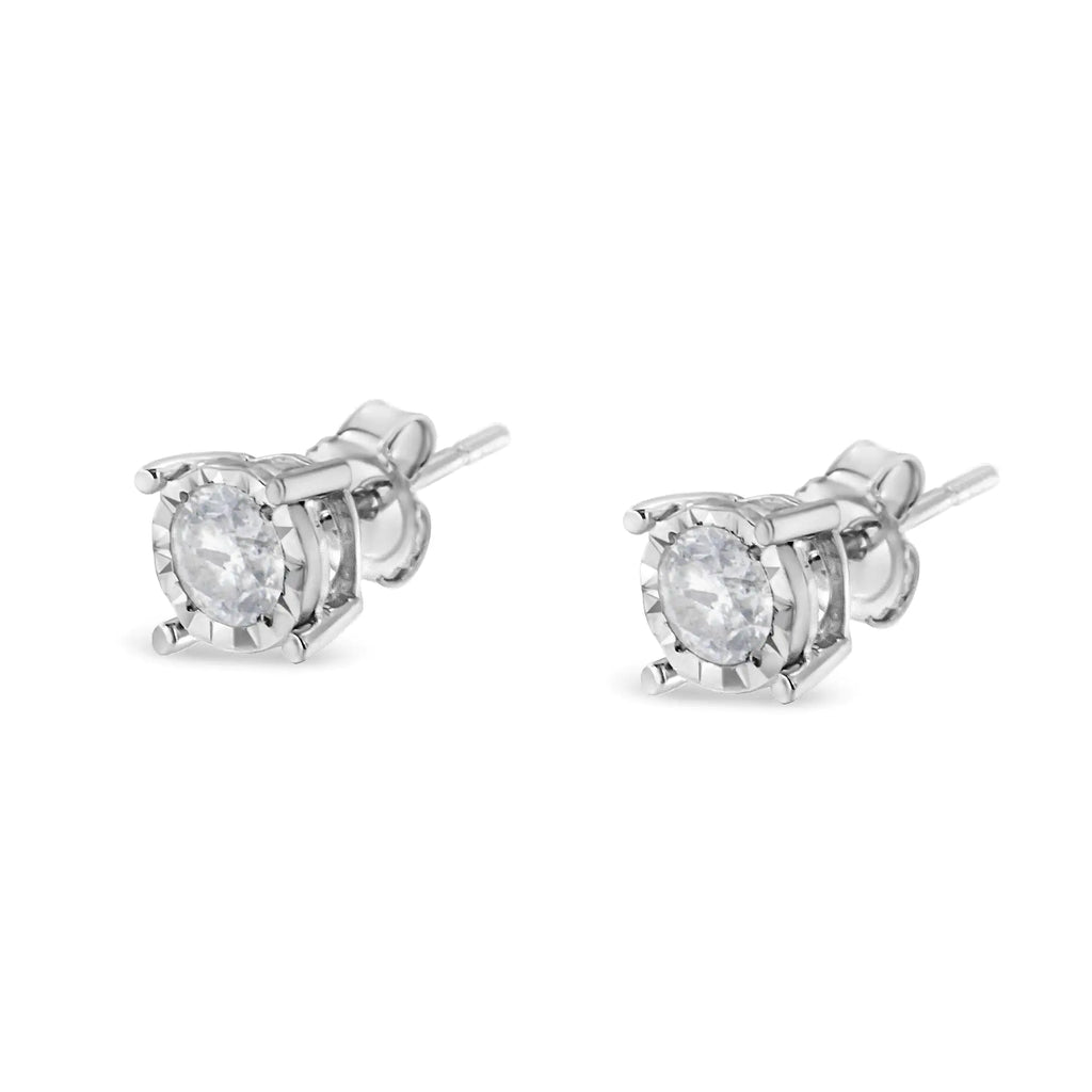 Aros con diamantes de talla brillante redondos casi incoloros de 1/2 ct engastados en plata de ley 925 (color HI, claridad I2-I3)