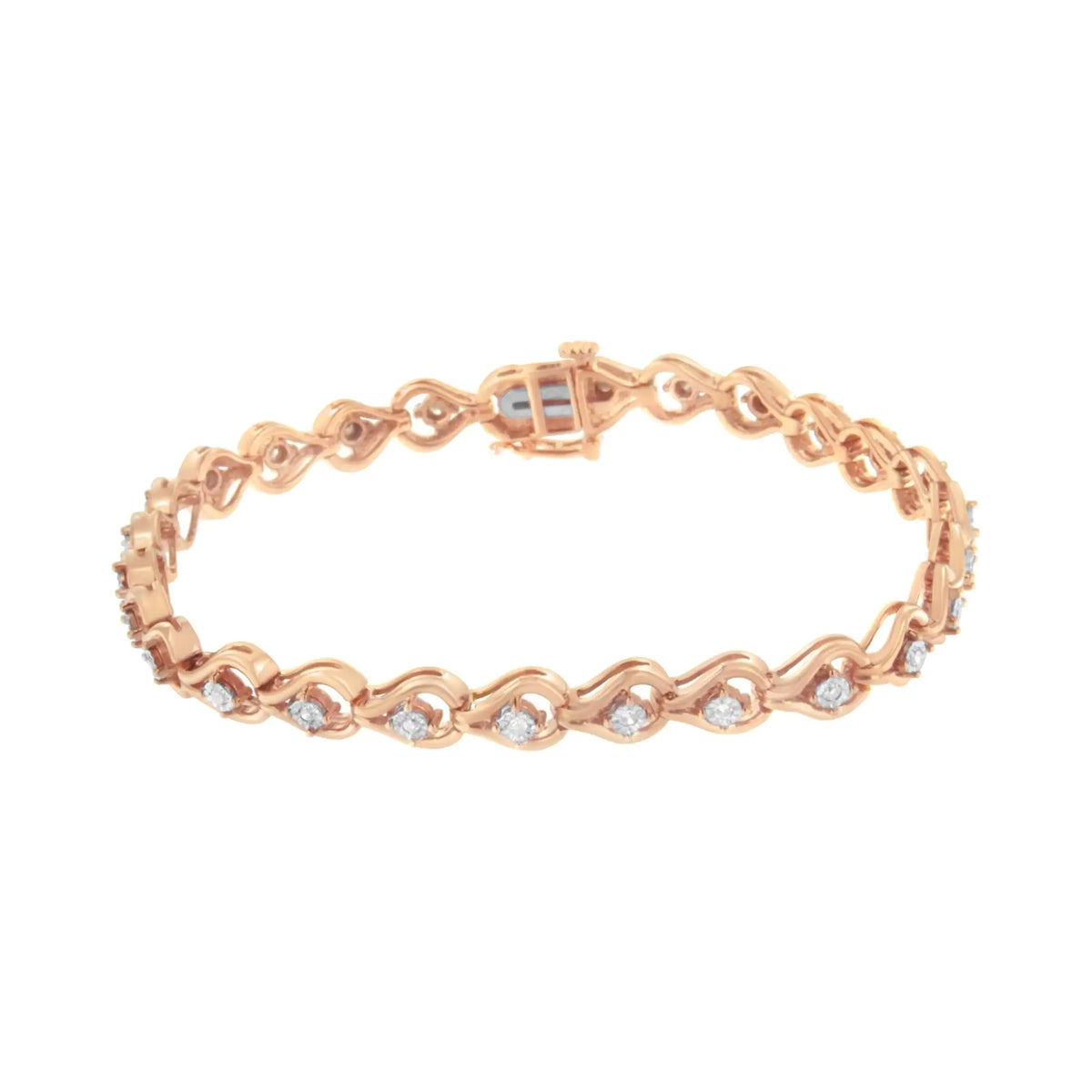 Pulsera de eslabones de 7" en forma de lágrima con diamantes de 1/4 ct engastados en forma de milagro en plata de ley 925 (color IJ, claridad I3)