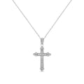 Collier pendentif croix diamant taille ronde en argent sterling 925 1/4 ct avec griffes de 18 po - (couleur IJ, qualité I3-Promo)