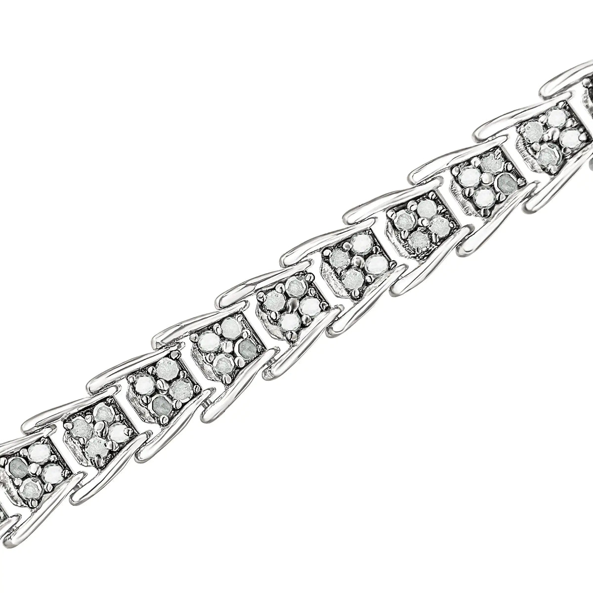 Pulsera de tenis con eslabones en forma de abanico y diamantes de 2,0 ct en plata de ley 925 (color IJ, claridad I3) - 7"