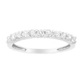 Anillo de plata de ley 925 con 11 piedras y diamantes de talla brillante engastados en garras de 1/2 ct (color IJ, claridad SI2-I1)