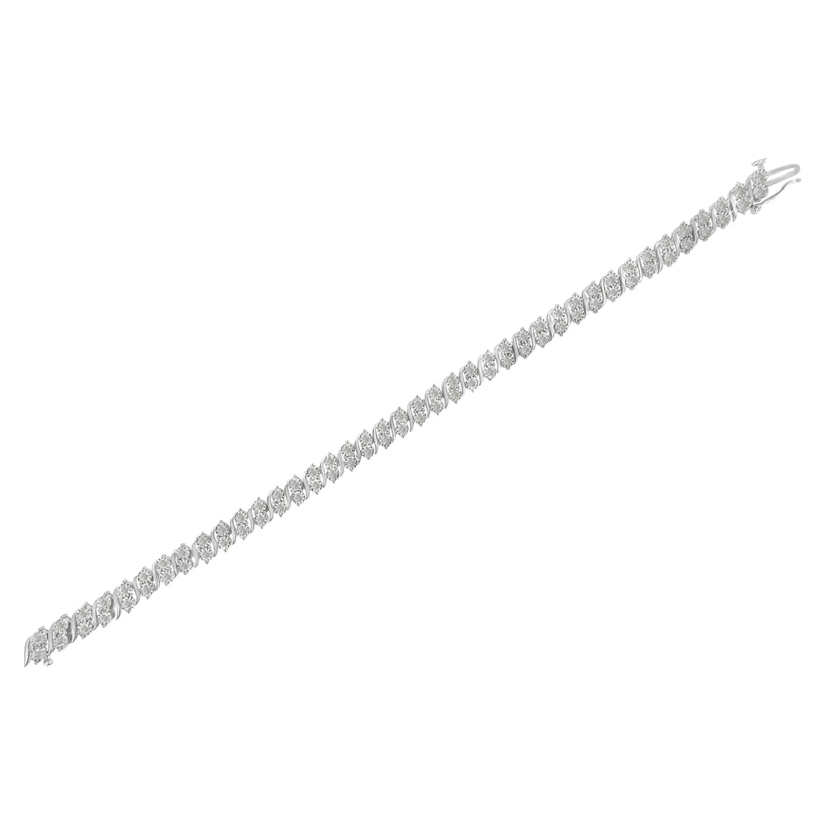 Pulsera de tenis con eslabones en forma de S y diamantes de 2,0 ct en plata de ley 925 (color IJ, claridad I3) - 7"