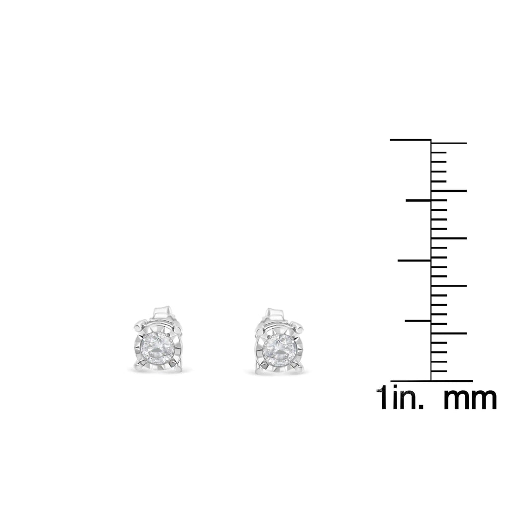 Aros con diamantes de talla brillante redondos casi incoloros de 1/2 ct engastados en plata de ley 925 (color HI, claridad I2-I3)