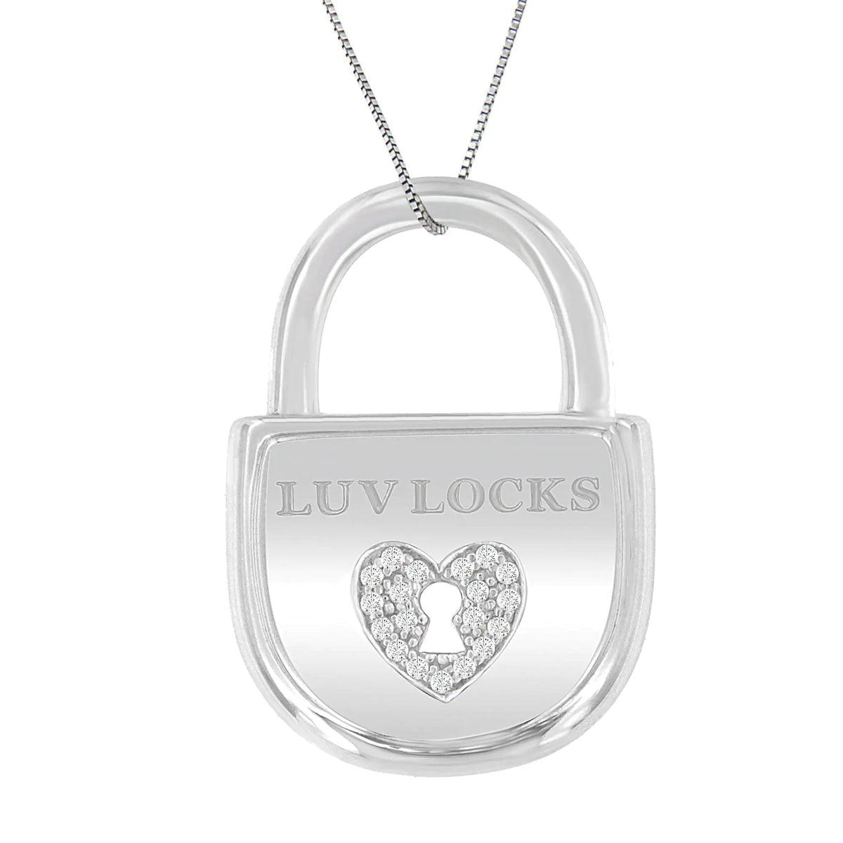 Collar con colgante de diamantes de 1/8 ct en plata de ley 925 con 'Luv Locks' (HI, I1-I2)