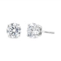 Aros solitarios de diamantes de talla princesa engastados en plata de ley 925 de 1/4 ct (color IJ, claridad SI1-SI2)