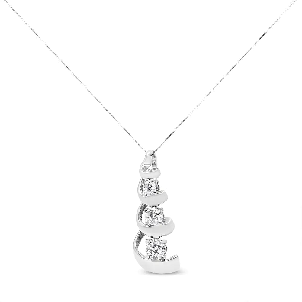 Collar con colgante en forma de espiral de diamantes de 1/4 ct en plata de ley 925 (IJ, I2-I3)
