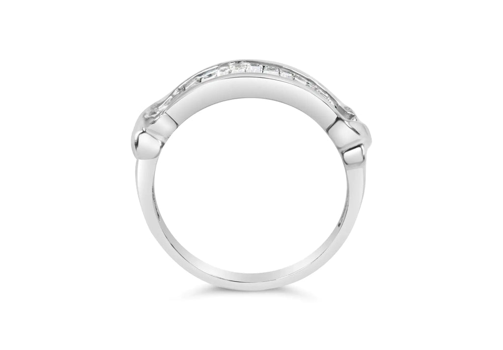 Anillo de bodas en plata de ley 925 con diamantes de talla baguette de 1/2 ct engastados en canal X-Station (color HI, claridad I1-I2)