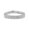 Pulsera de tenis de doble hilera de diamantes de 4,0 ct en plata esterlina 925 (color IJ, claridad I1-I2) - 7,5" pulgadas