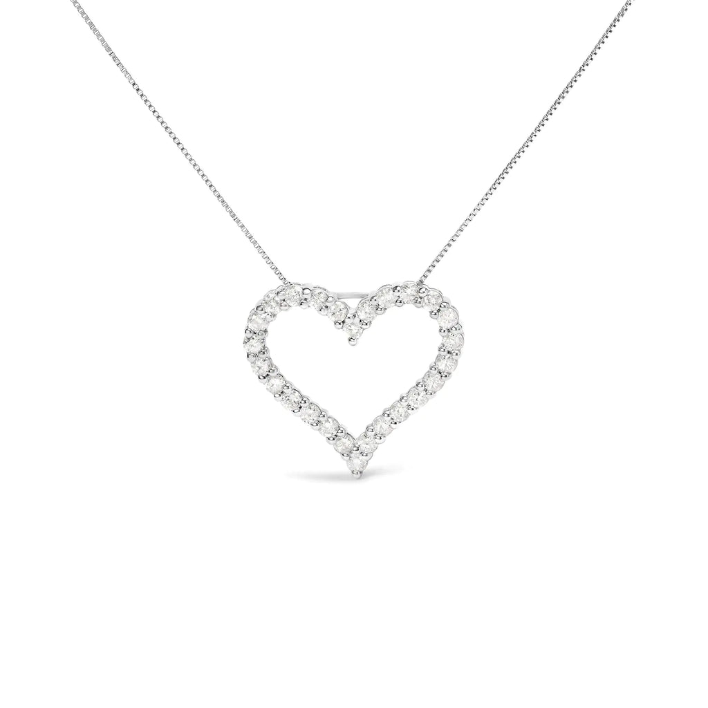 Collar con colgante de corazón abierto de diamantes de 2,0 ct en plata de ley 925 de 18" (color IJ, claridad I2-I3)