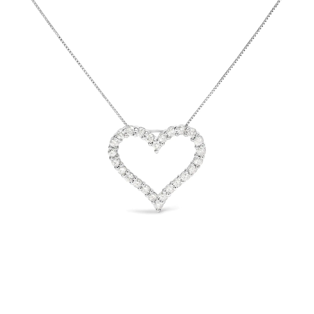 Collar con colgante de corazón abierto de diamantes de 2,0 ct en plata de ley 925 de 18" (color IJ, claridad I2-I3)