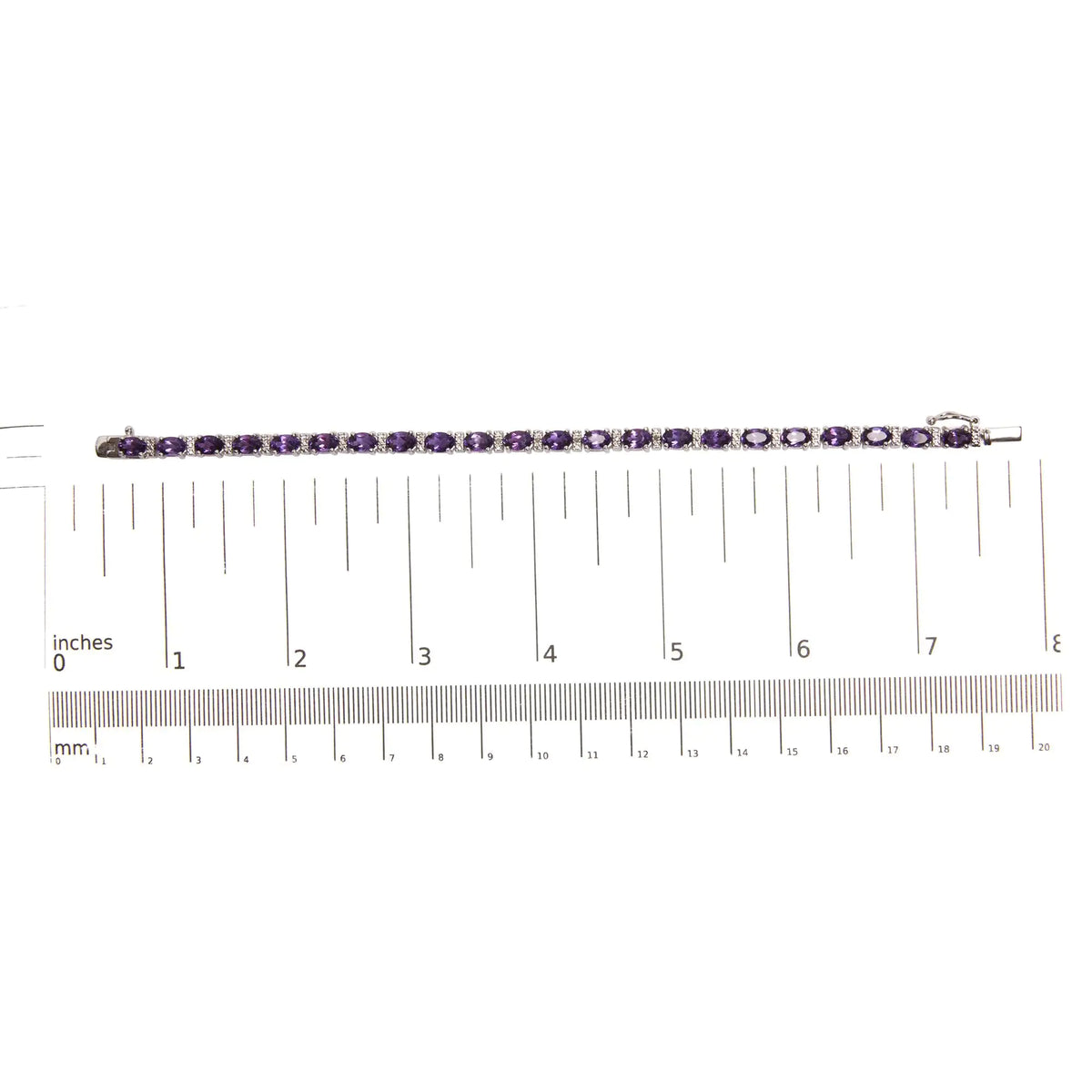 Bracelet tennis en argent sterling 925 avec améthyste ovale alternée et diamant blanc de 9 1/2 ct (couleur IJ, clarté I3) - 7,25 pouces