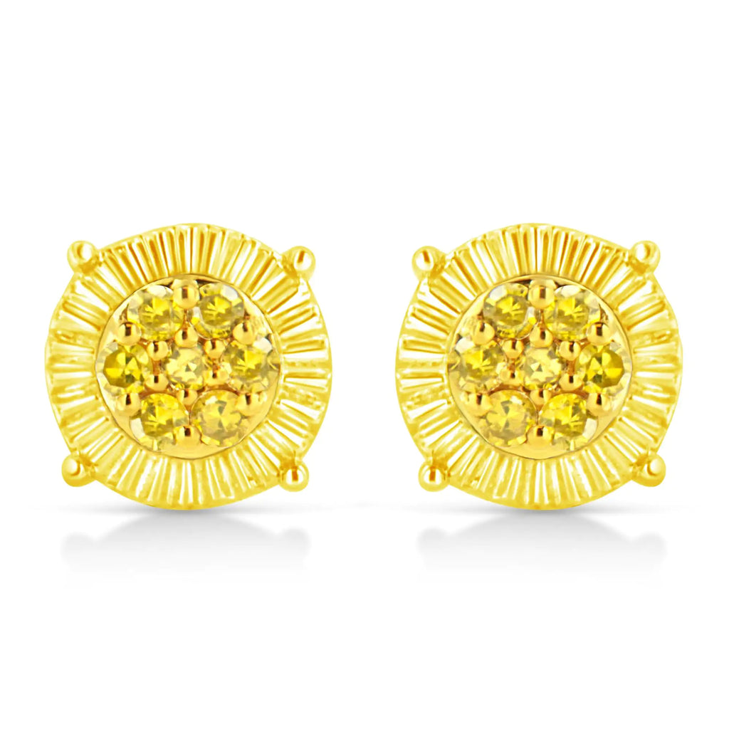 Pendientes de flor con diamantes tratados de 1/4 ct en plata de ley 925