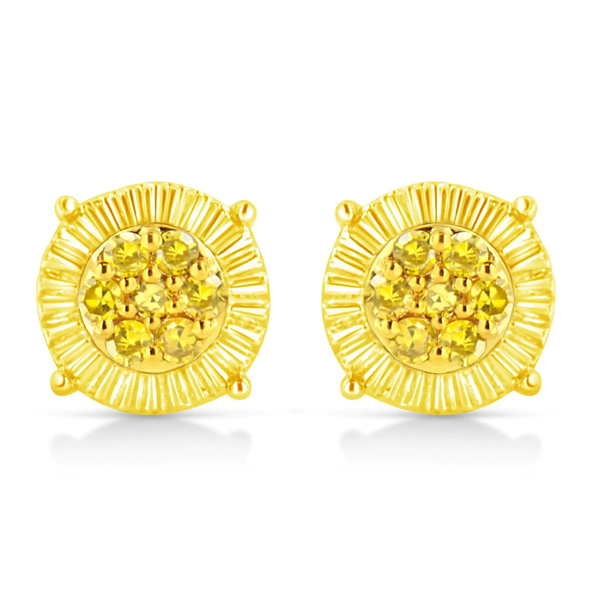 Pendientes de flor con diamantes tratados de 1/4 ct en plata de ley 925