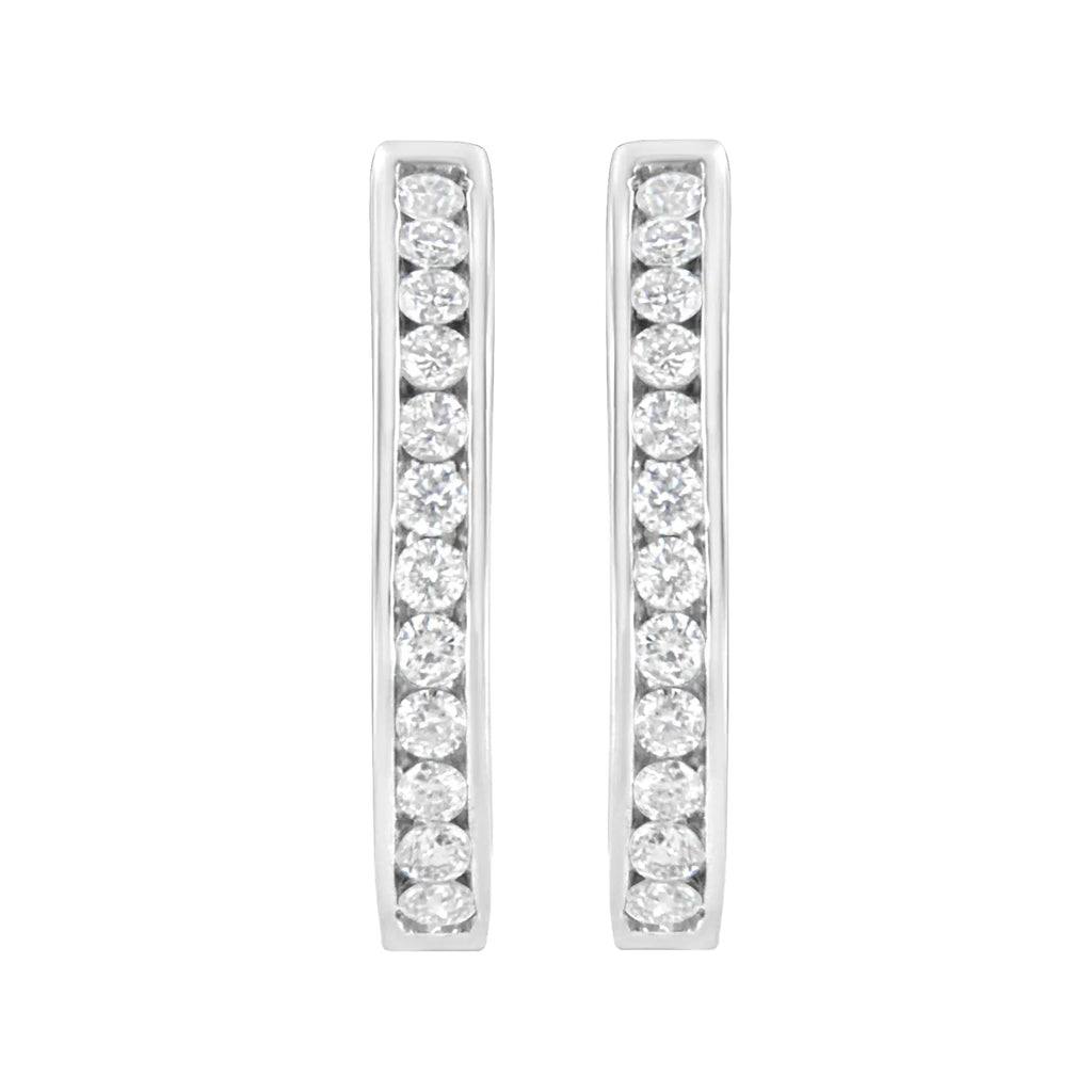.925 Sterling Silver 7/8 cttw Lab Grown Diamond Hoop Earring (F-G Color, VS2-SI1 Clarity)