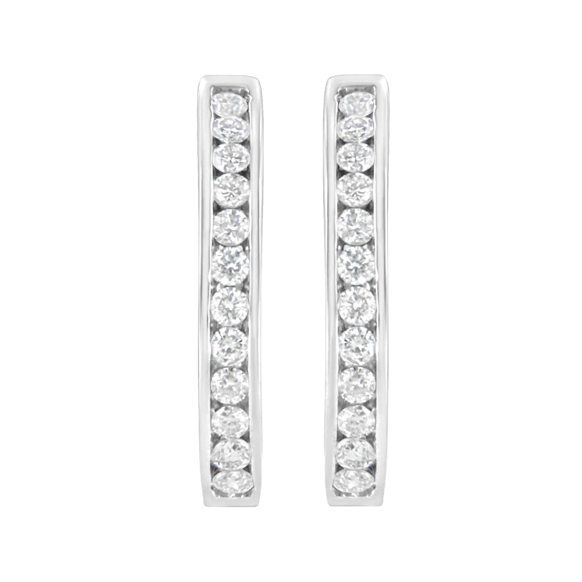 .925 Sterling Silver 7/8 cttw Lab Grown Diamond Hoop Earring (F-G Color, VS2-SI1 Clarity)