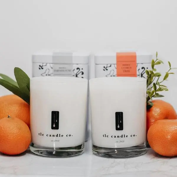 "Fresh Fruit" Citrus Tree and Farmhouse Luxury 2-Wick Soy Candle Gift Sets