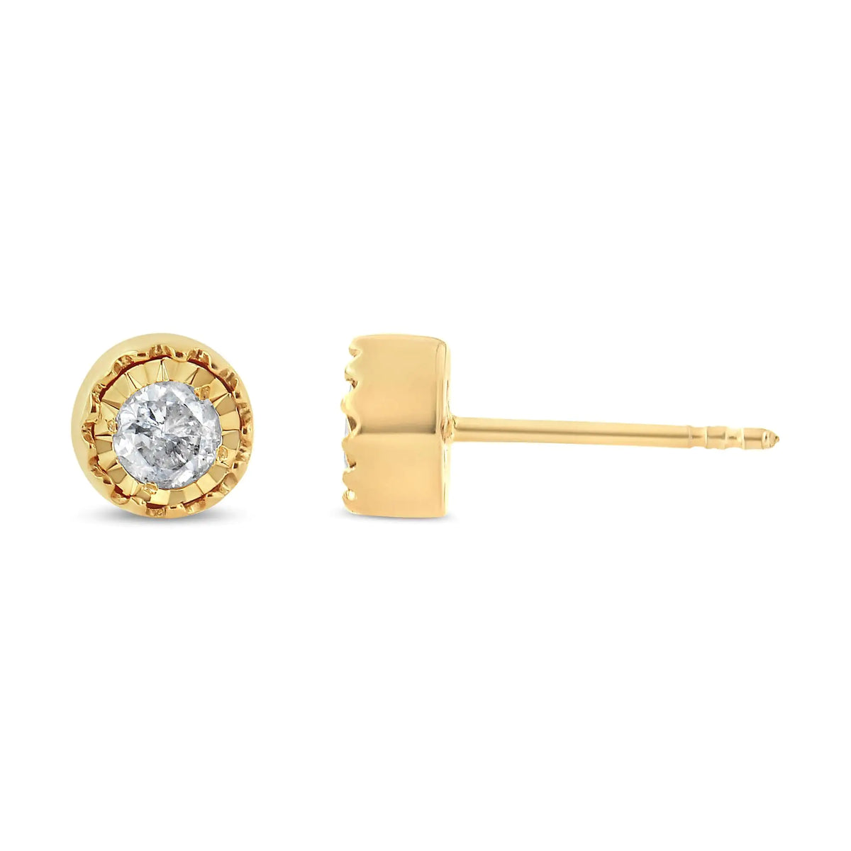 Pendientes de botón con solitario de diamantes de 3/8 quilates en plata de ley 925 Miracle Set (color JK, claridad I3)