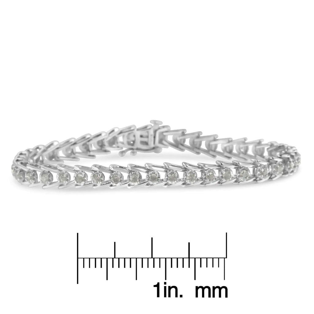 .925 Sterling Silver 2.0 Cttw Diamond Fan Link Tennis Bracelet (I-J Color, I3 Clarity) - 7”