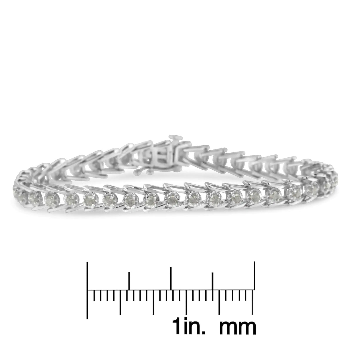 Pulsera de tenis con eslabones en forma de abanico de diamantes de 2,0 ct en plata esterlina 925 (color IJ, claridad I3) - 7"