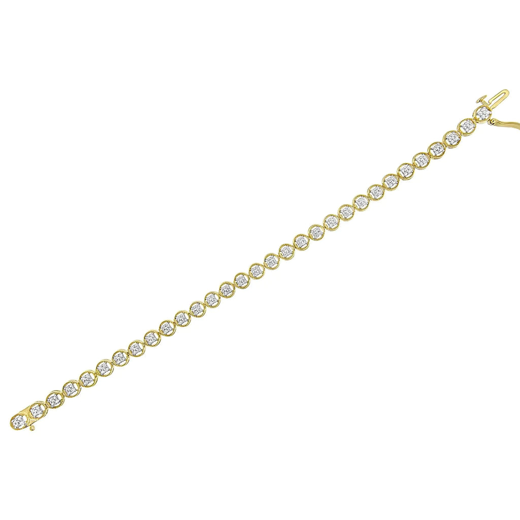 Pulsera de tenis con eslabones en forma de rueda de 7" y diamantes de 1/4 ct en plata esterlina 925 (color IJ, claridad I2-I3)