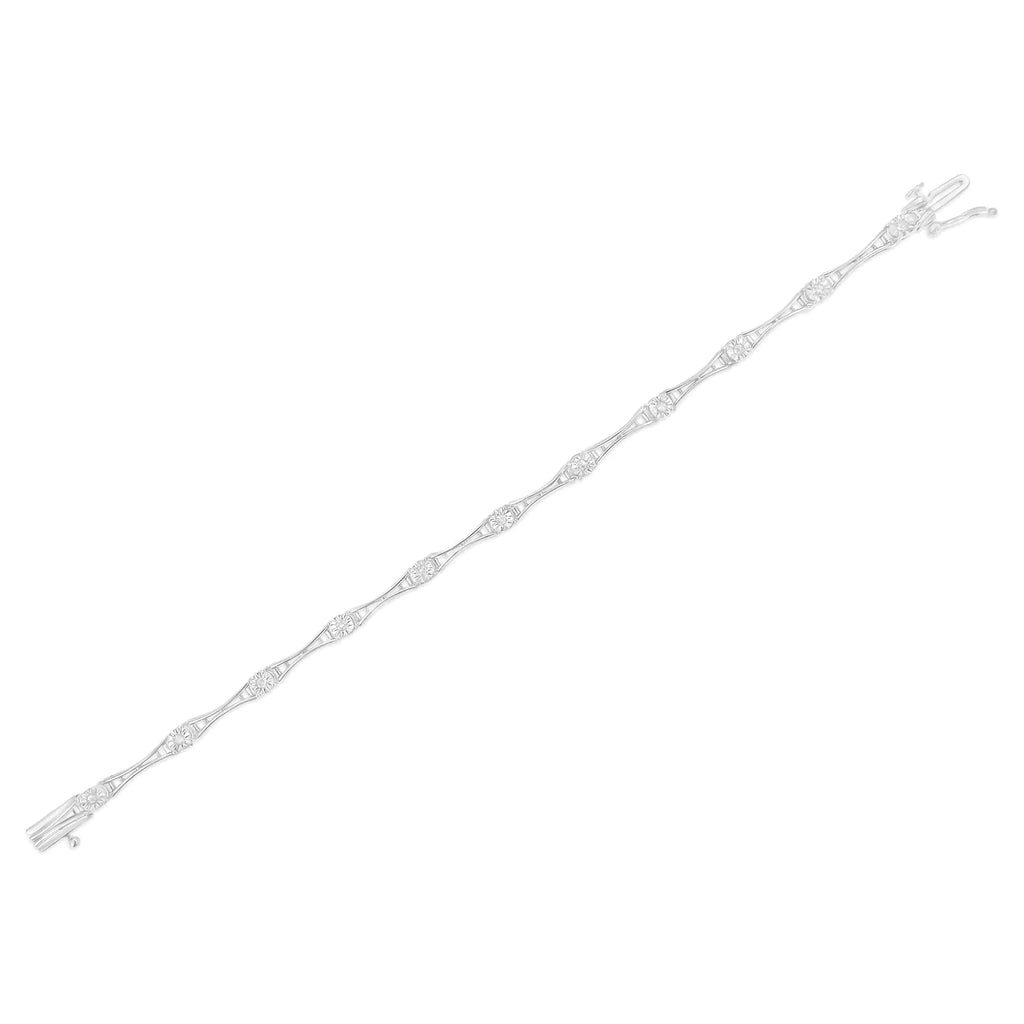 Pulsera de tenis de eslabones estilo barra acampanada de 7" con diamantes engastados milagros de 1/4 ct en plata esterlina 925 (color IJ, claridad I3)