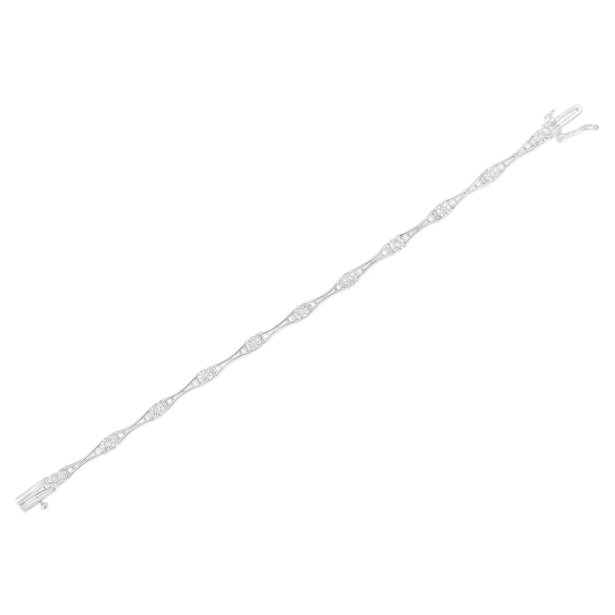 Pulsera de tenis de eslabones estilo barra acampanada de 7" con diamantes engastados milagros de 1/4 ct en plata esterlina 925 (color IJ, claridad I3)