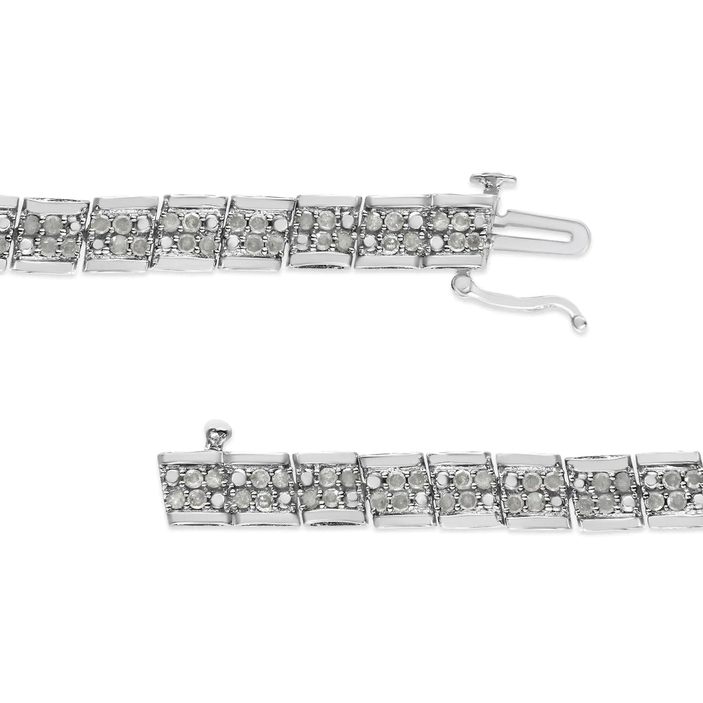 Pulsera de eslabones redondos de 7" con placa Miracle de diamantes de 2,0 ct en plata esterlina 925 (color IJ, claridad I2-I3)