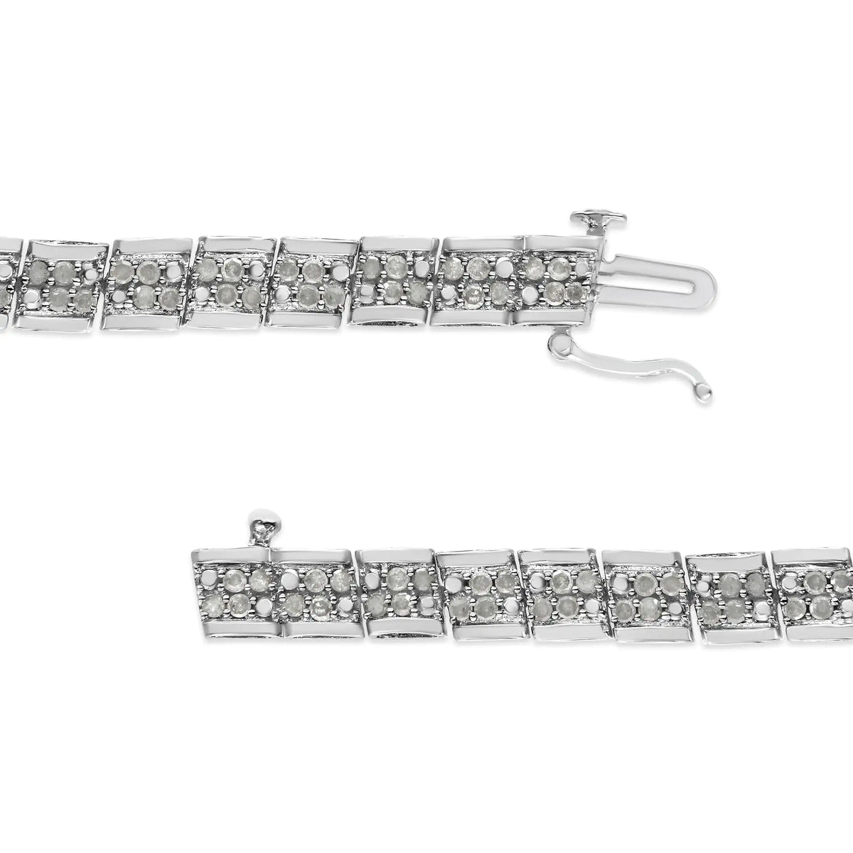 Pulsera de eslabones redondos de 7" con placa Miracle de diamantes de 2,0 ct en plata esterlina 925 (color IJ, claridad I2-I3)