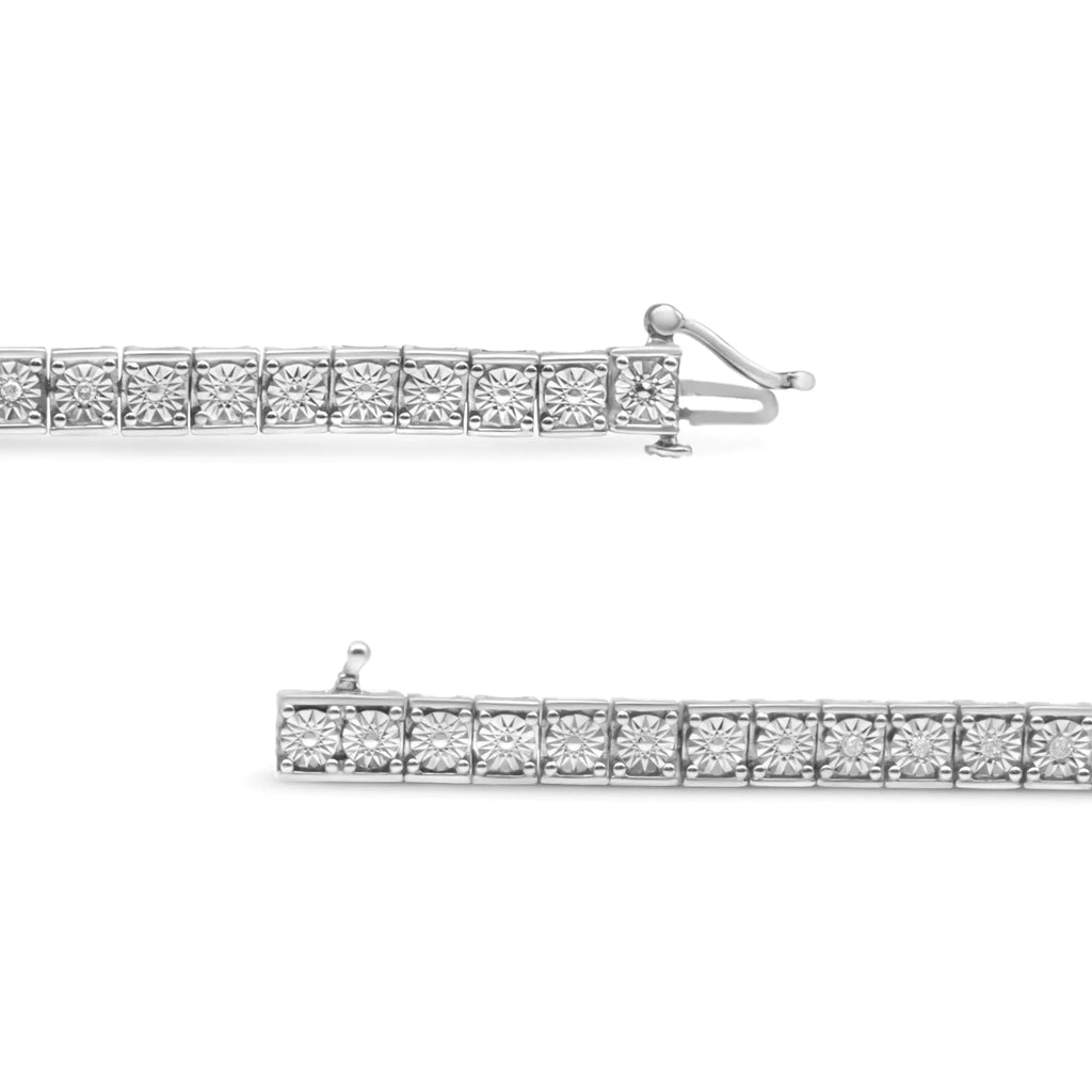 Pulsera de eslabones de diamantes de 1/4 ct en plata de ley 925 (color IJ, claridad I2-I3) - Tamaño 7,25"
